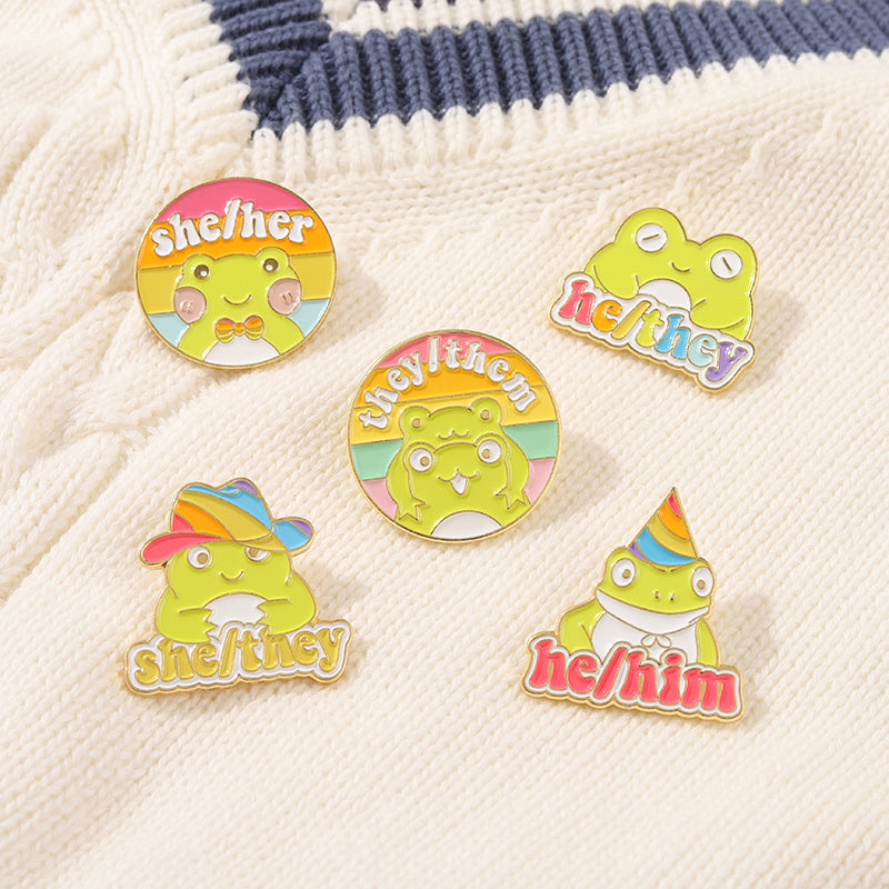 Frog Pronoun Pins