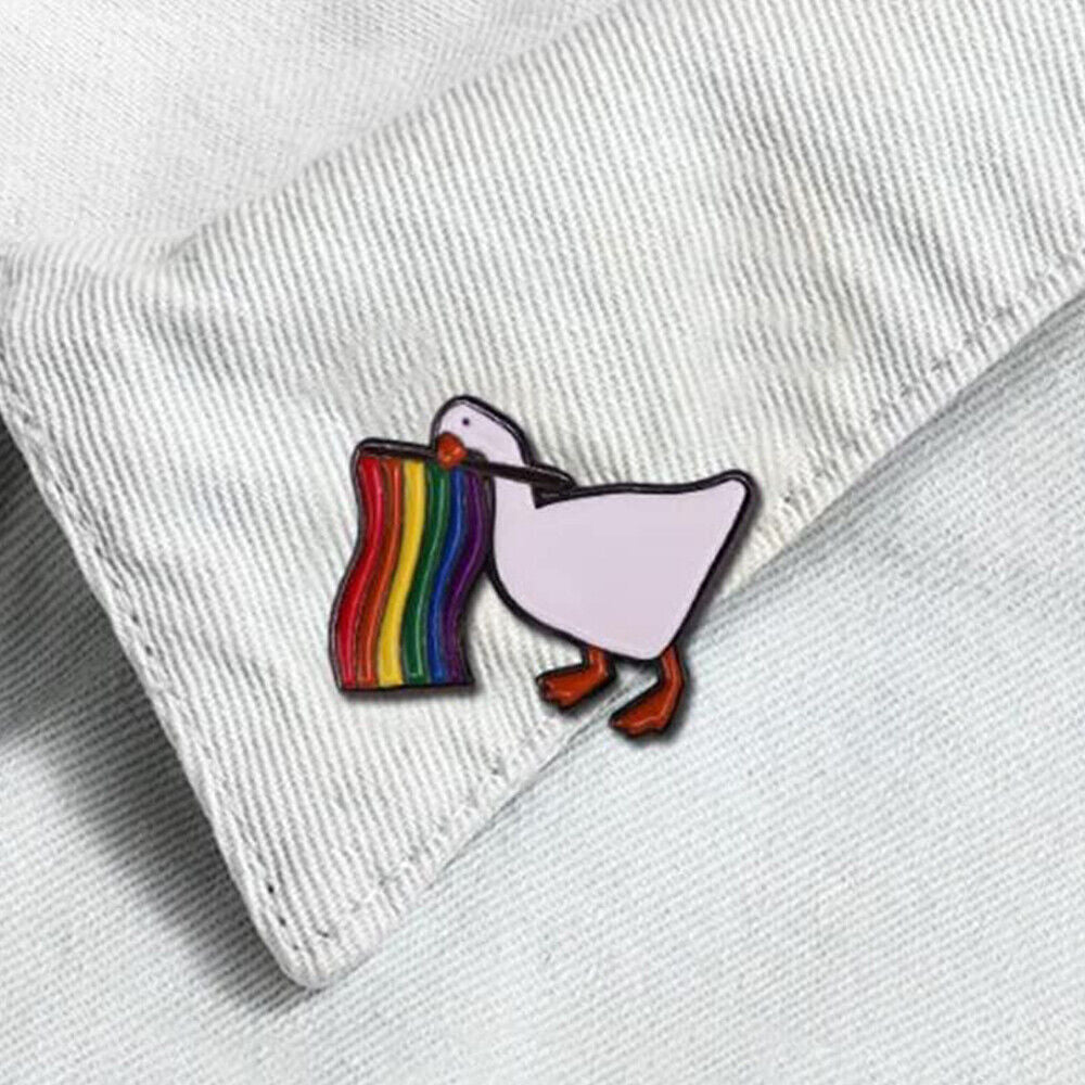 Goose with Pride Flag Pin