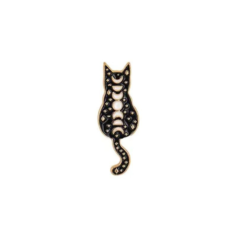 Moon Phase Cat Pin