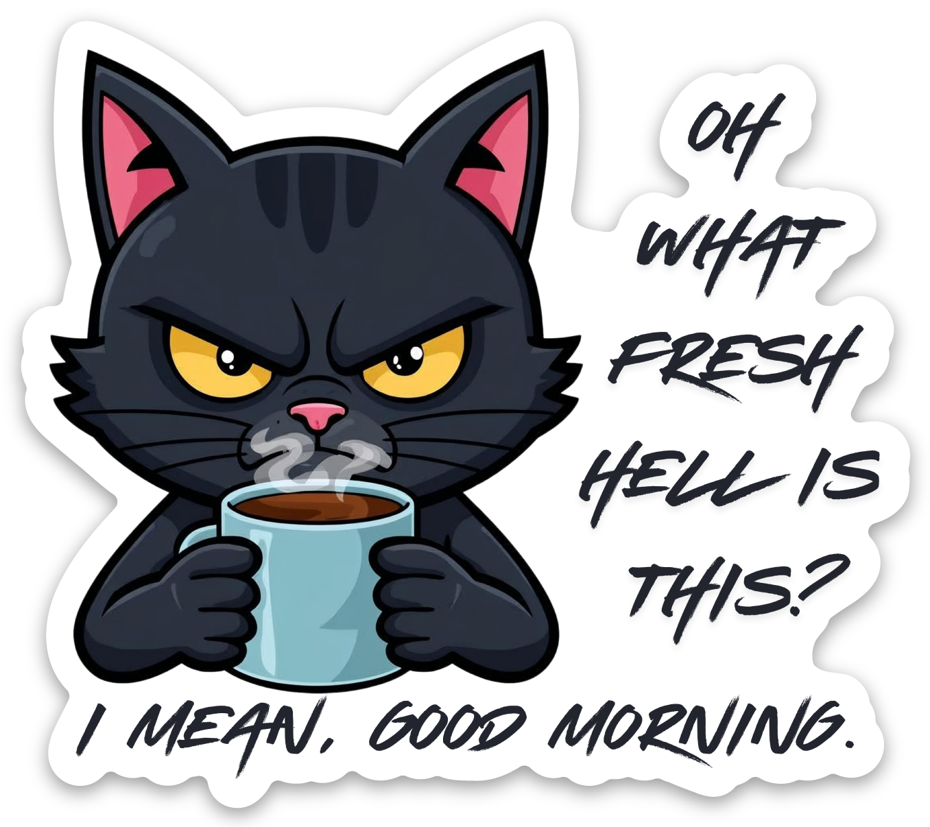 Grumpy Morning Cat Sticker