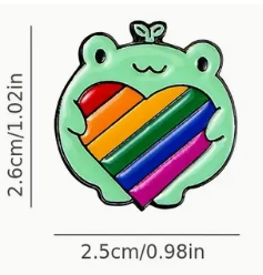 Frog holding Pride Heart Pin