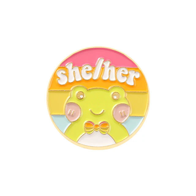 Frog Pronoun Pins
