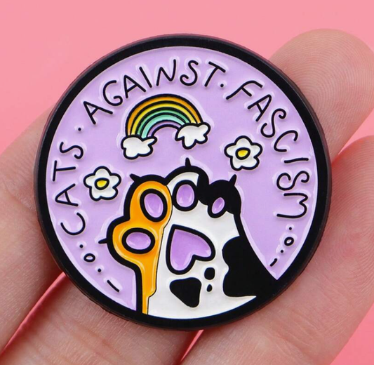Cats Against Fascism Pin