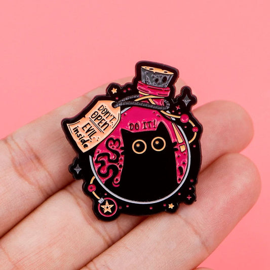 Don't Open, Evil Inside Cat Pin